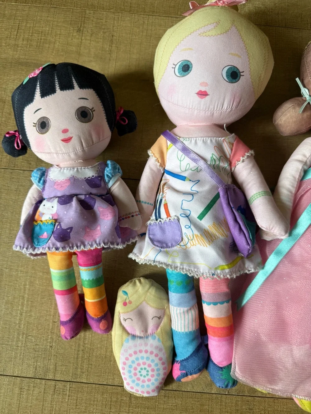 Set Of 5 Mooshka Tot Dolls Princess Alice In Wonderland Plus 3 Finger Puppets